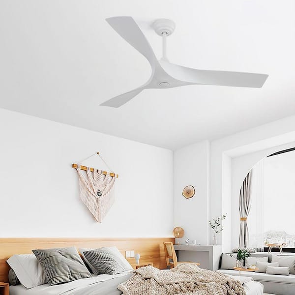 52 in. Indoor White Ceiling Fan without Light, Remote Control 6