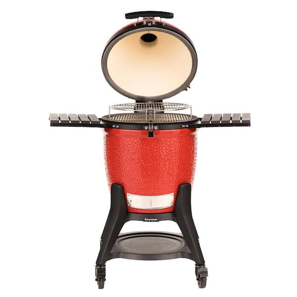 Kamado Joe - Classic Joe III 18 in. Charcoal Grill in Blaze Red Plus Cover Bundle