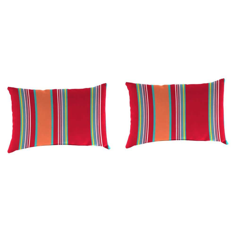 Pack of 2 Outdoor Decorative Throw Pillows 12 x 18 inch Stripe Aqua Lumbar  Pillows (12 x 18 Stripe, Aqua) 