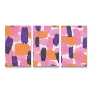 Tree Child Layered Purple Strokes Pattern Multi Panel Unframed Photography Wall Art 19 in. x 36 in.