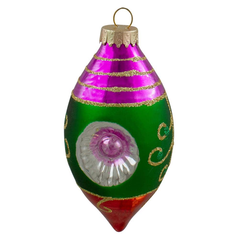 Retro Multi-Color Glass Finial Christmas Ornament Set