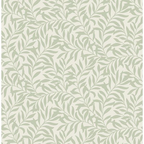 Brewster Home Fashions Salix Sage Leaf Non Woven Wallpaper M1667 - The ...