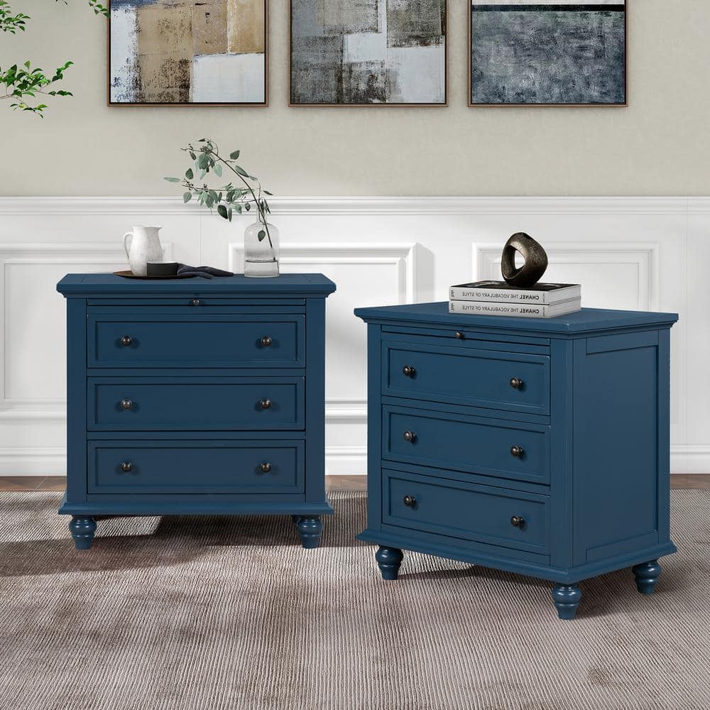 navy blue dresser and nightstand MCM Matching Navy Blue Bedroom Set  Nightstand and Dresser  Freshly  Functional
