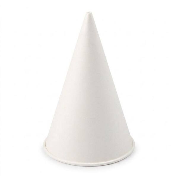 6 oz White Wax-Coated Paper Snow Cone Cups, Pack of 100 Leakproof Cone Cups for Shaved Ice and Ice Cream