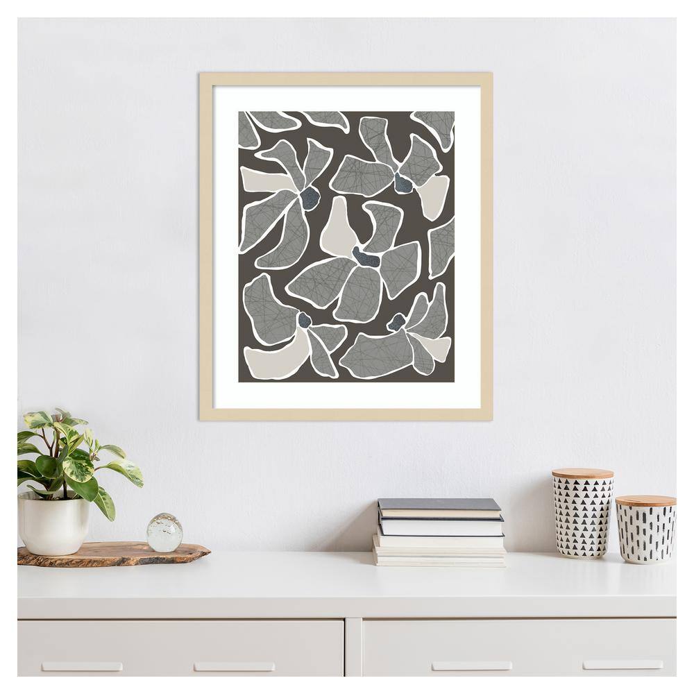 Grey Flower Blooms II Abstract Framed Wall Art Print