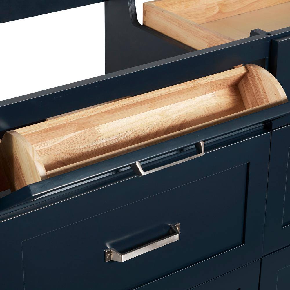 Monroe Midnight Blue 66" Freestanding Wood Bath Vanity Cabinet