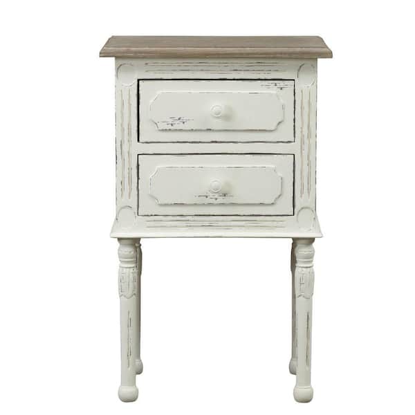 Baxton Studio Alys White and Light Brown End Table