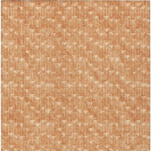 Bronze 3 ft. x 5 ft. Geometric Indoor / Outdoor Area Rug