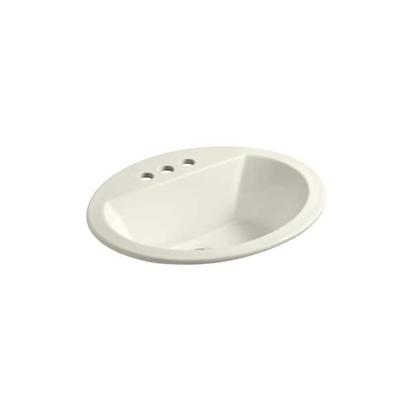 KOHLER Bryant 20-1/4 in. Oval Drop-In Vitreous China Bathroom Sink in Biscuit with Overflow Drain