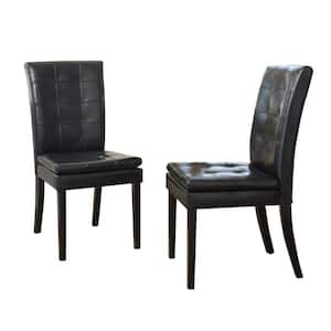 Crayton Black Leather Tufted Dining Chair (Set of 2)