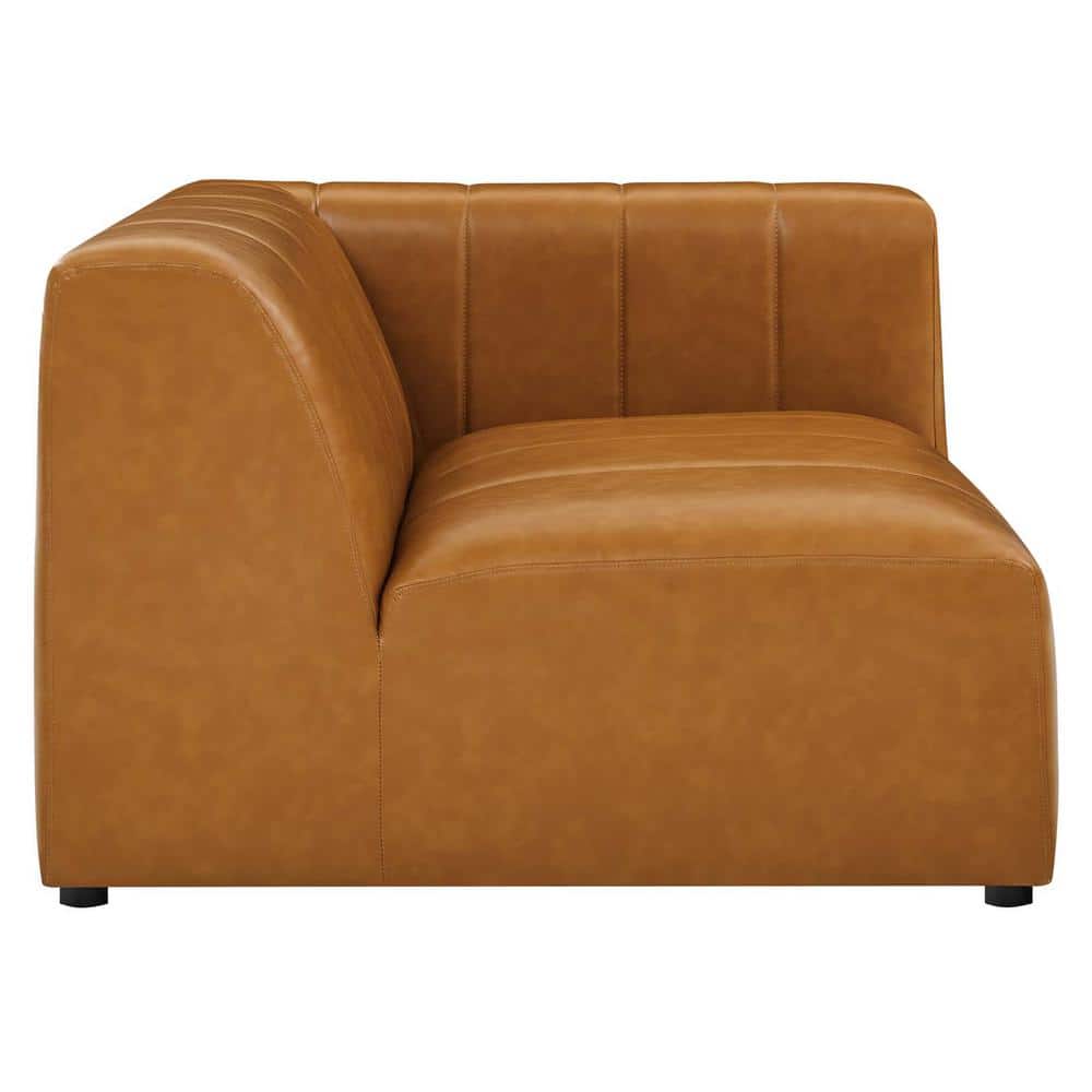 Bartlett Tan Faux Leather Tufted 87" Loveseat with Track Arms