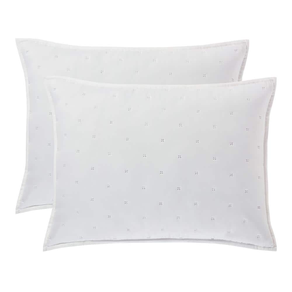 White Full Quilt Set with Geometric Pattern