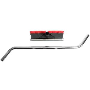 Squeegee and Scrubbing Brush Combination Vacuum Attachment with 2-Piece Chrome S-Wand for Wet/Dry Commercial Vacuums