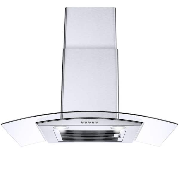 Unbranded 30 in. 450 CFM Ducted Wall Mount with LED Light Range Hood in Stainless Steel with Push Button Control