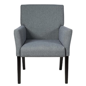 Executive Guest Chair Gray Fabric Reception Waiting Room Arm Chair with Rubber Wood Legs