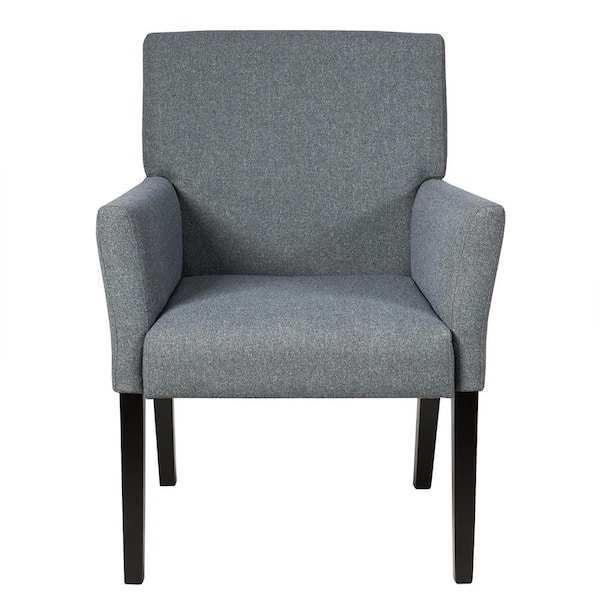 Costway Executive Guest Chair Gray Fabric Reception Waiting Room Arm Chair with Rubber Wood Legs