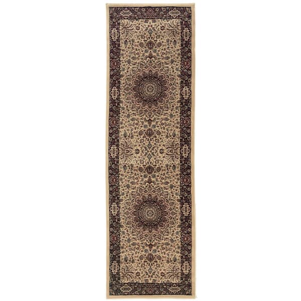 2 ft. x 8 ft. Black Oriental Washable Area Rug