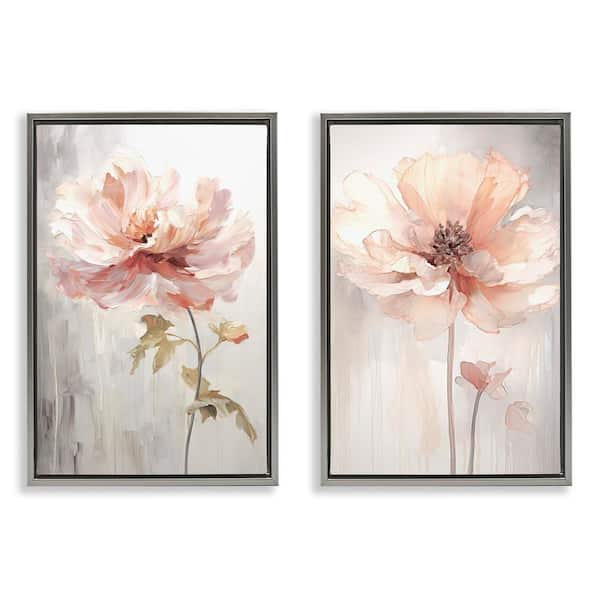 Soft Pink Budding Flowers by Raymond Powers 2-Pieces Gray Floater Frame Nature Graphic Art Print 31 in. x 21 in.