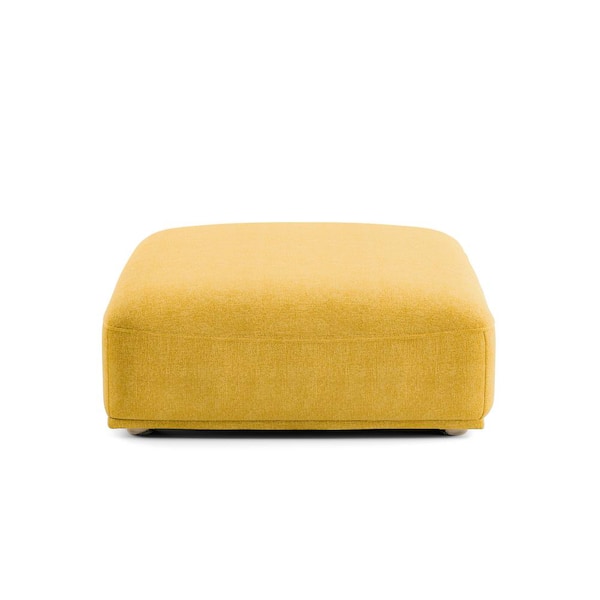 Fairwind 42 in. Armless Chenille Square Modular Ottoman Sofa in Yellow - Square Ottoman