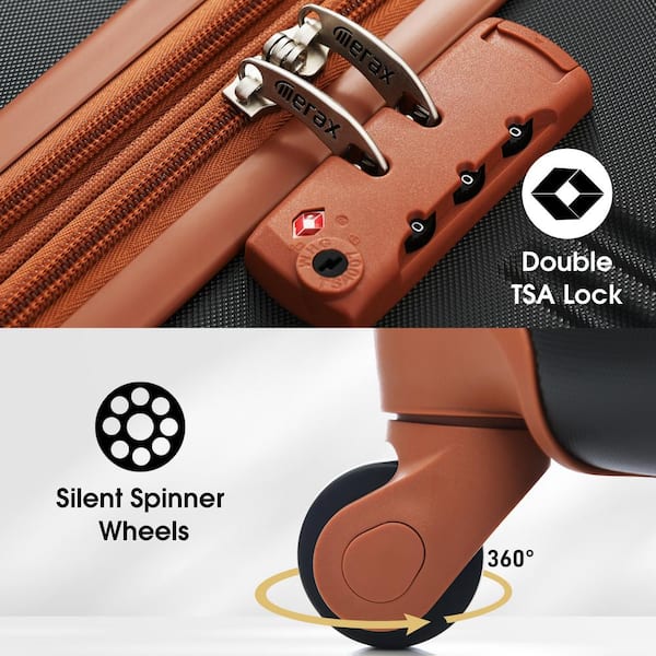 Merax 3-Piece Black and Brown Expandable ABS Hardshell Spinner 20