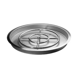 25 in. Round Stainless Steel Drop-In Fire Pit Pan with 18 in. Burner