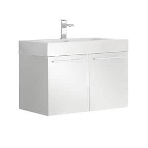 Vista 30 in. Modern Wall Hung Bath Vanity in White with Vanity Top in White with White Basin