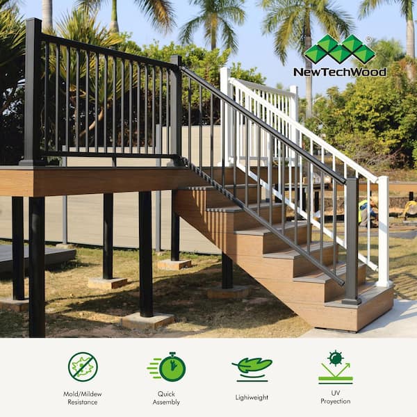 Allure 6 ft. x 36 in. Black Aluminum Pre-Assembled Railing Kit