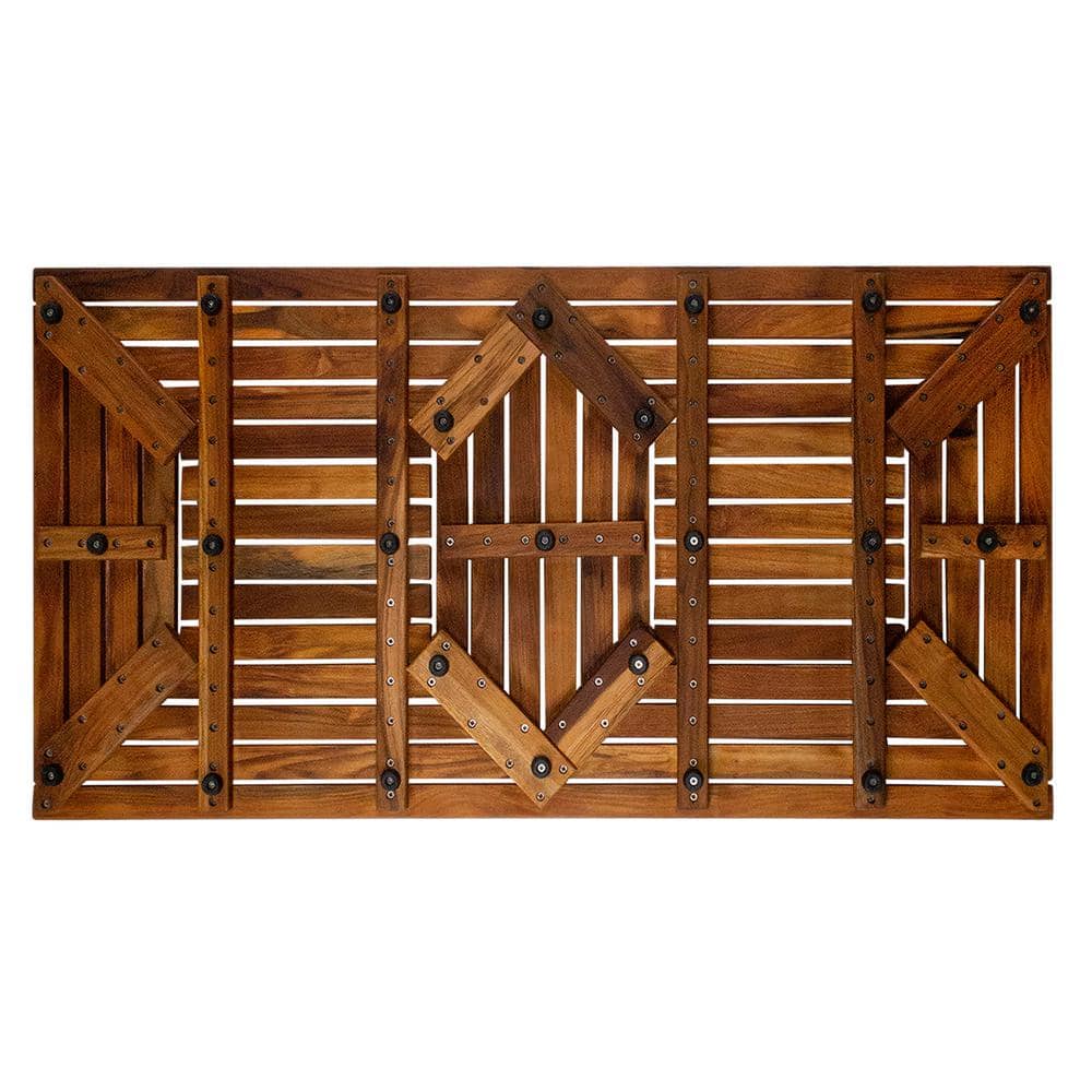 Nordic Teak Wood Oiled Double Framed Bath Mat 40" x 20"
