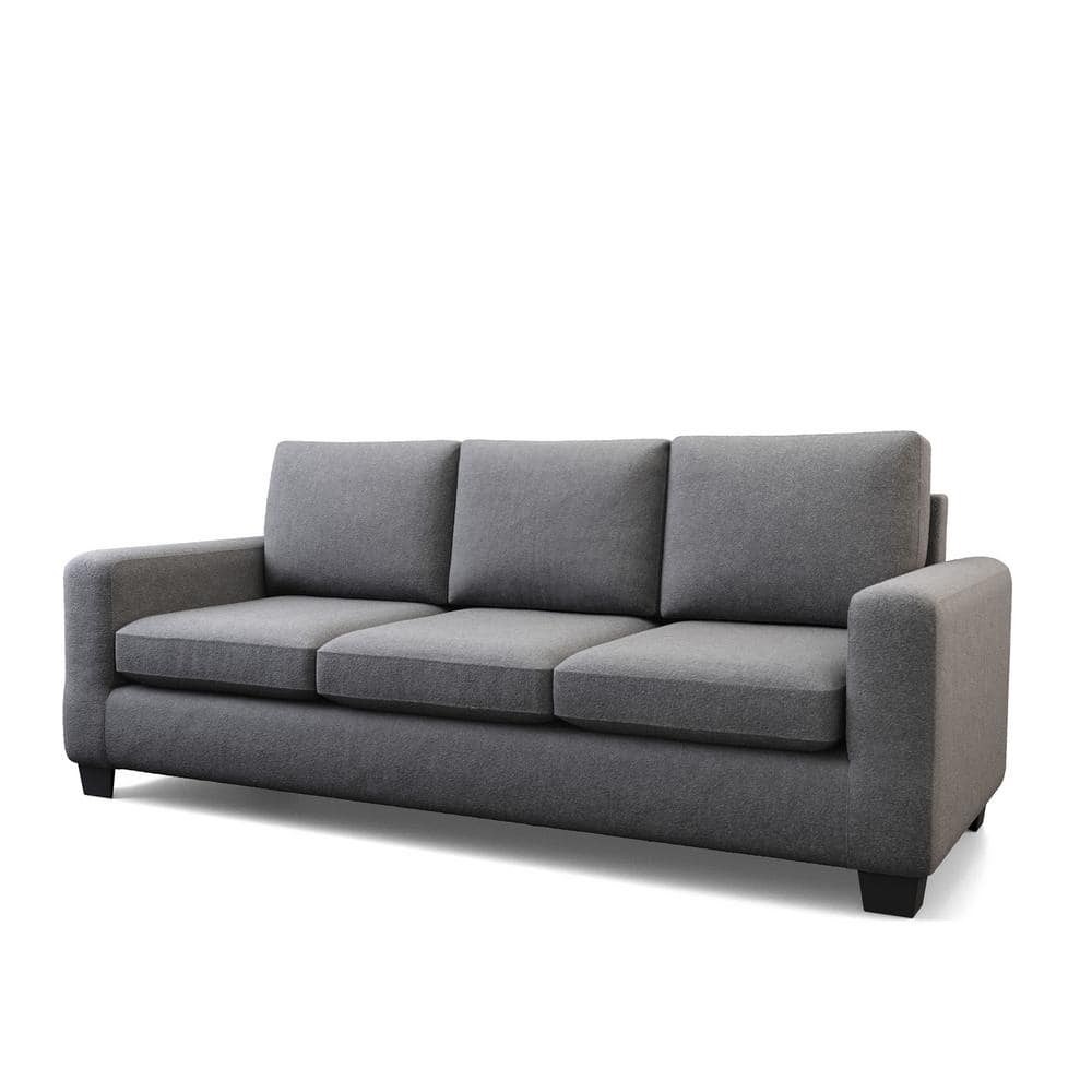 Brookside Shay 83 in. Charcoal Polyester Upholstered 3-Seater Track Arm ...