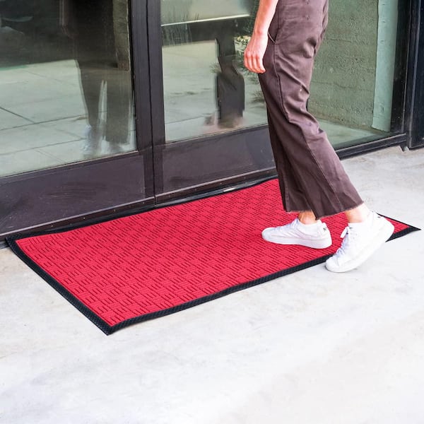 Dirt Trapper Door Mat for Indoor&Outdoor, 36 x 48, Black&red