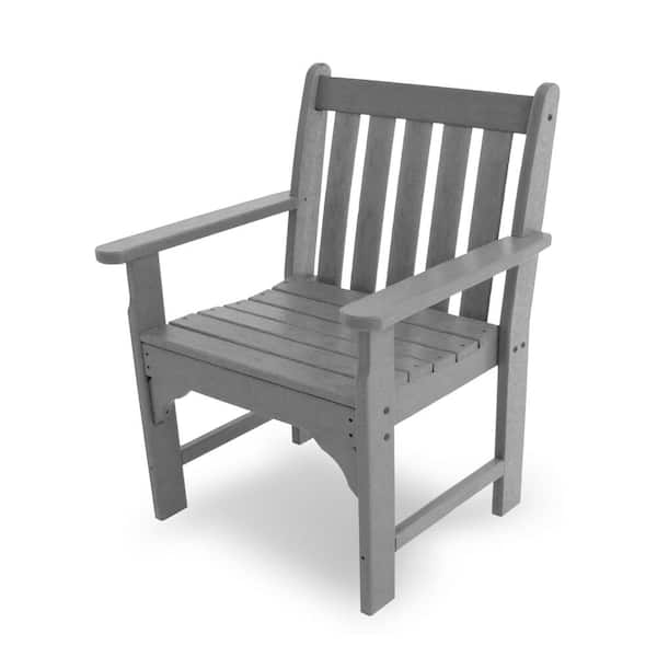 POLYWOOD Vineyard Slate Grey Plastic Outdoor Garden Arm Chair