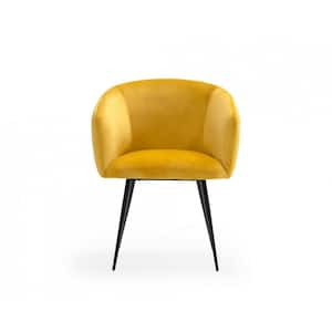 Valerie Yellow Velvet Cushioned Arm Chair