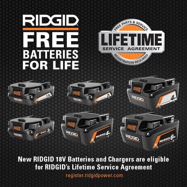 RIDGID 18V Lithium-Ion MAX Output 4.0 Ah Battery and Charger