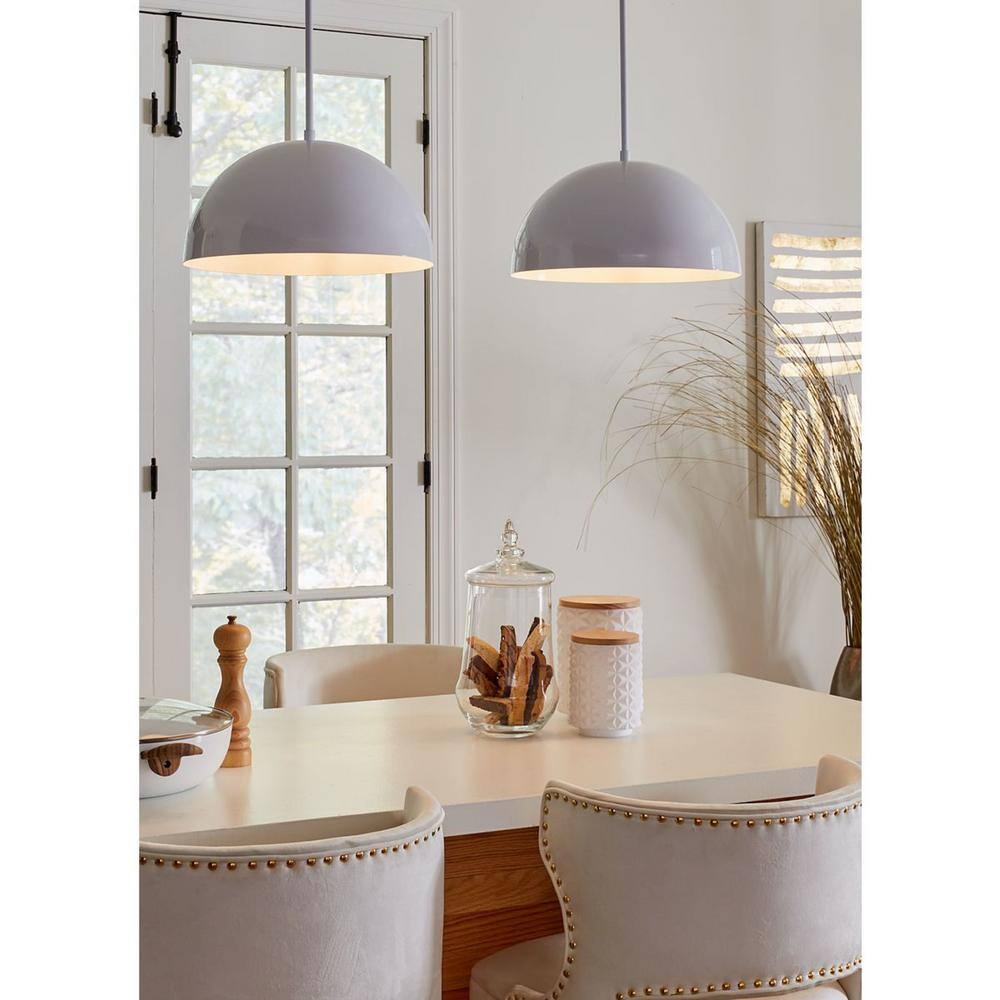 Elegant Brushed Nickel Bowl Pendant with White Dome Shade