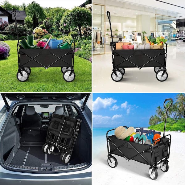 Folding Portable Trolley Cart with Canopy, Shopping Cart Heavy