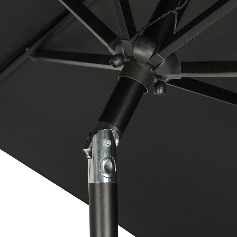 Bimini 10' Black Rectangular Market Umbrella with Steel Frame