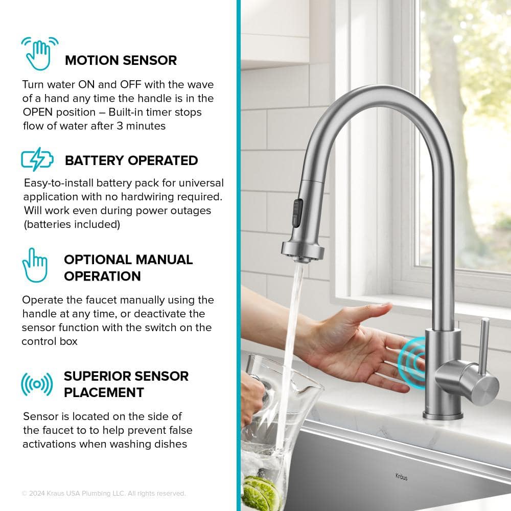 Stainless Steel Touchless Kitchen Faucet with Pull-out Spray