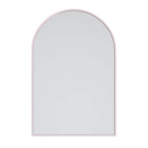 20 in. W x 30 in. H Framed Arched Bathroom Vanity Mirror in Pink