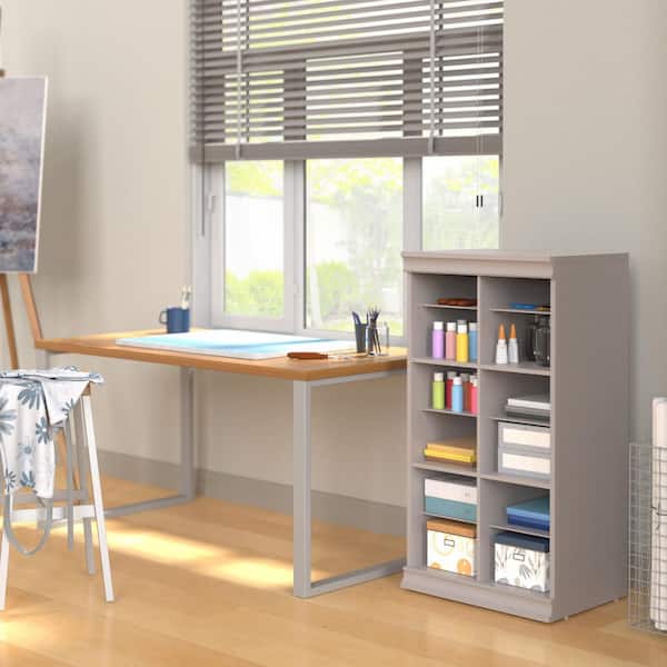 21.39 in. W Smoky Taupe Modular Storage Stackable 12-Shelf Unit with Dividers