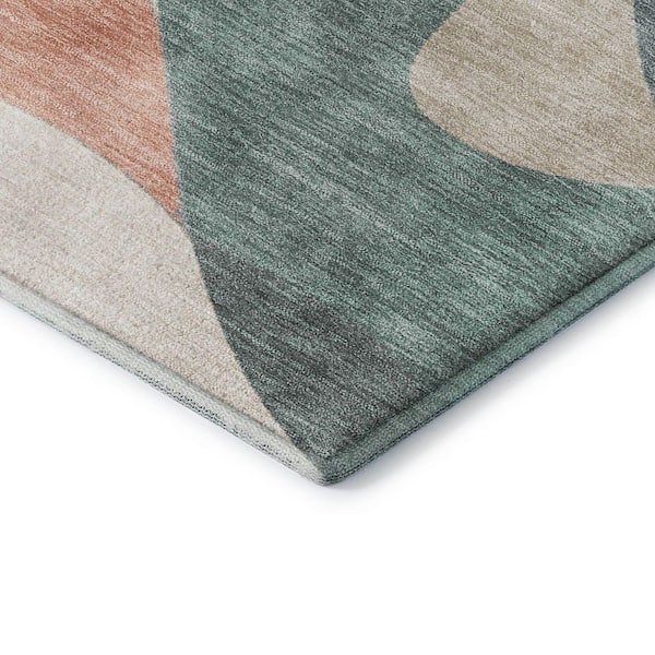 Mayfield Premium Machine Washable Abstract AMF2186 Coral 2 ft. x 7 ft. Runner Rug