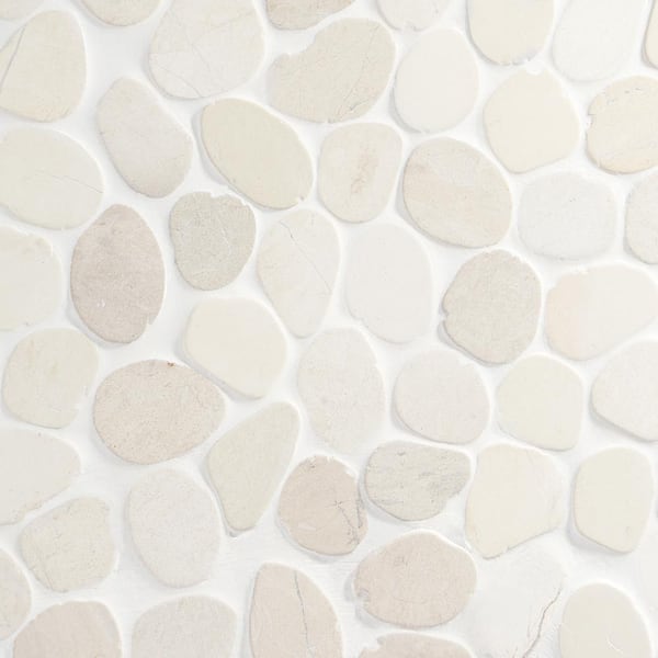 Countryside Sliced Round 11.81 in. x 11.81 in. White Floor and Wall Mosaic (0.97 sq. ft. / sheet)