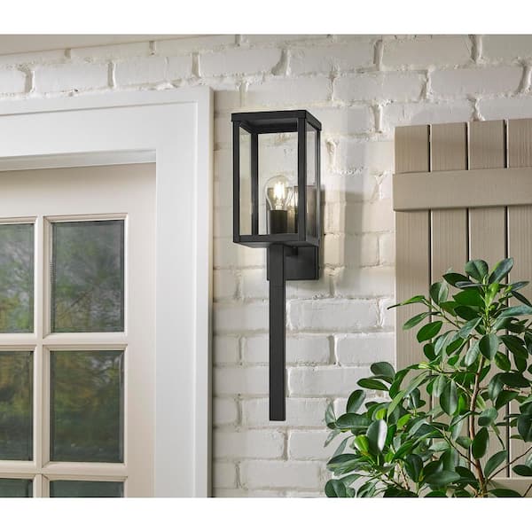 24 in. Bronze Rustic Indoor/Outdoor 1-Light Wall Sconce with Clear Glass Shade