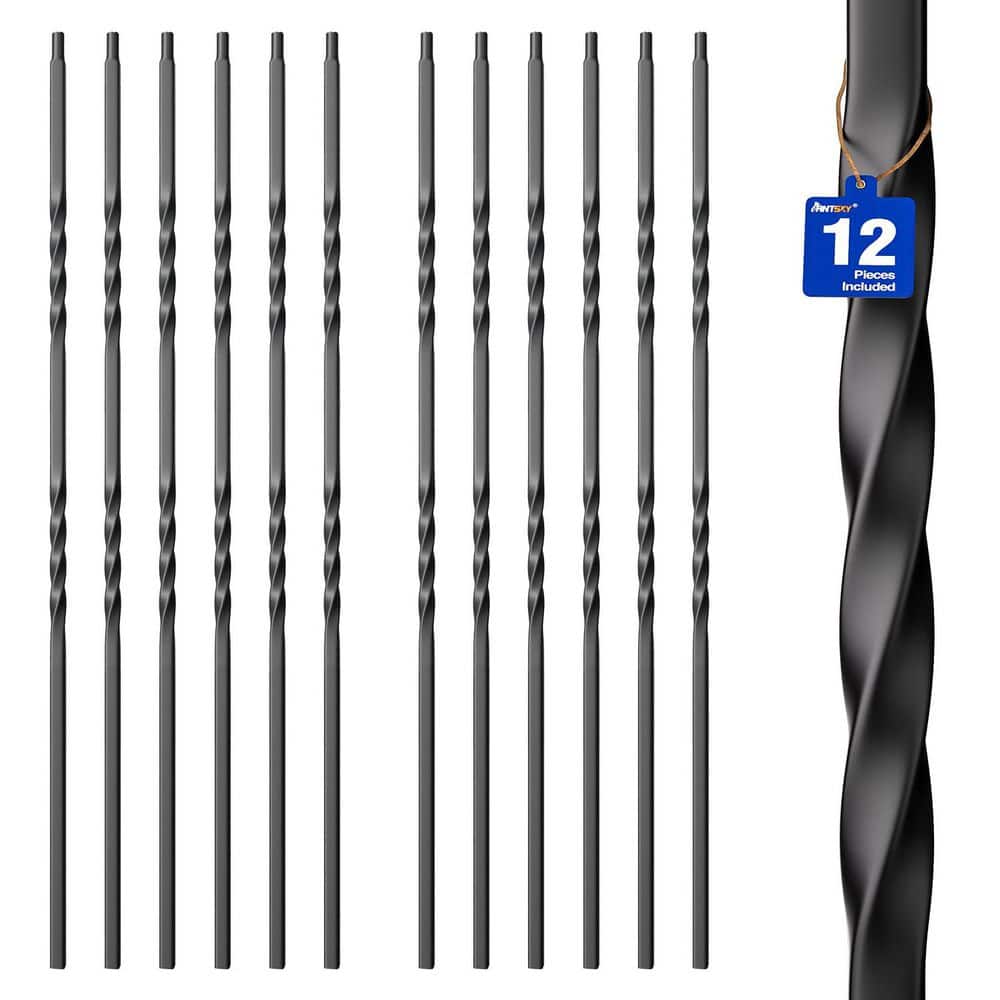 45.6 in. H x 3.5 in. W Black Cast Iron Stair Railing Kit Double Twist Hollow for Indoor Staircase 12-Pack Aluminum price history on PriceWatchPro