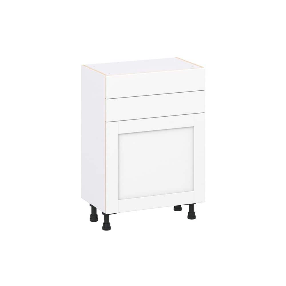 Milton 24 in. W x 14 in. D x 34.5 in. H Assembled Shaker Base Kitchen Cabinet in Bright White with 2 Drawers price history on PriceWatchPro
