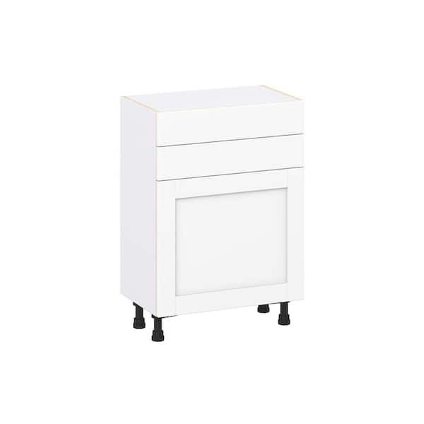 Milton 24 in. W x 14 in. D x 34.5 in. H Assembled Shaker Base Kitchen Cabinet in Bright White with 2 Drawers