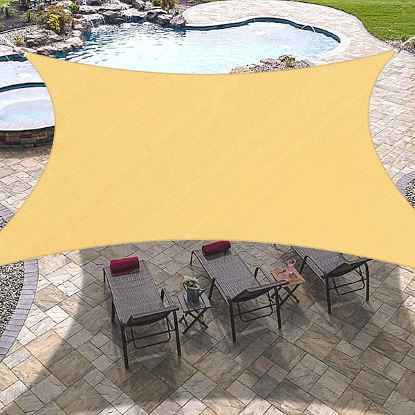 Primehome Rectangle Sun Shade Sail Screen Canopy 12 ft. L x 16 ft. W Outdoor Patio and Pergola Cover in Sand