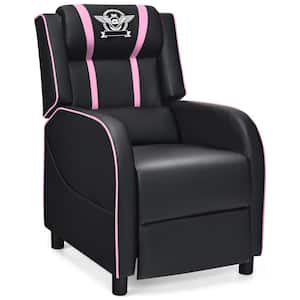 Pink PU Leather Gaming Recliner Chair Single Massage Lounge Sofa with Lumbar Cushion