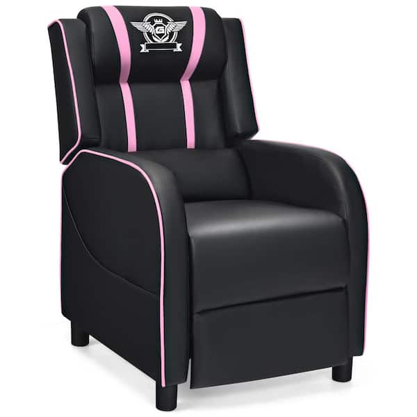 HONEY JOY Pink PU Leather Gaming Recliner Chair Single Massage