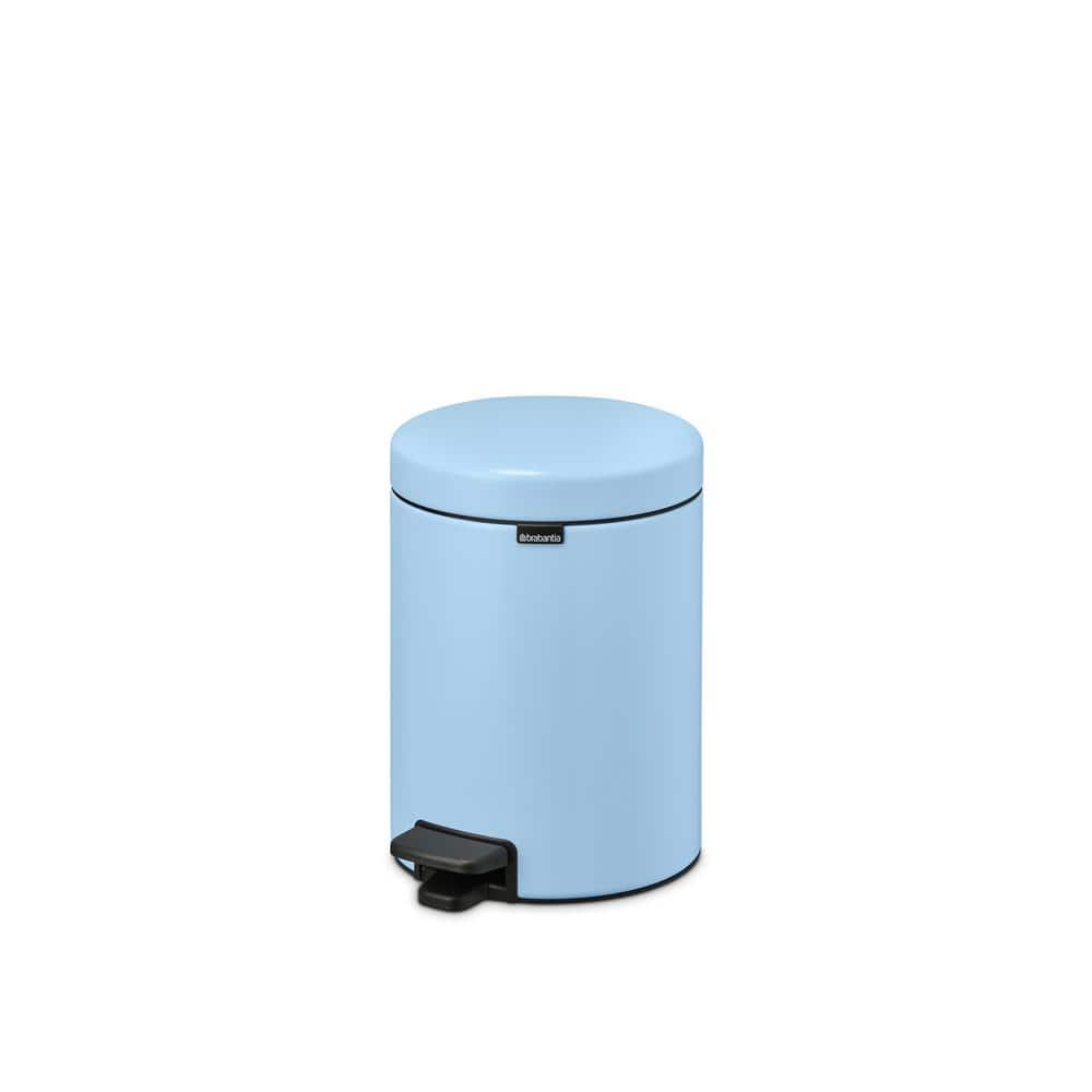 Dreamy Blue Plastic Round Pedal Trash Can, 1.3 Gallon