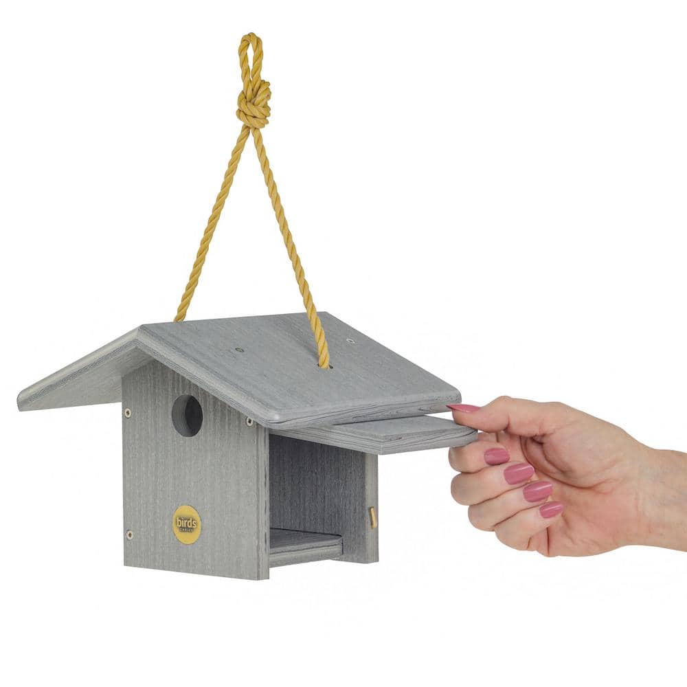 Eco-Friendly Driftwood Gray Hanging Bird House for Wrens